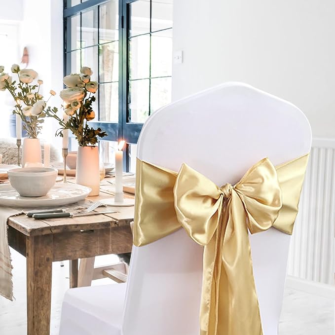5 Pack Table Runner 12 X 108 Inch Silk Table Runner for Party,Wedding, Birthday, Banquets,Decoration(Light Gold)