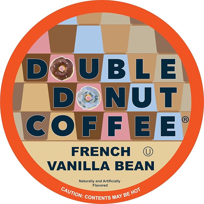 Double Donut Coffee French Vanilla Coffee Medium Roast Flavored Coffee Pods for Keurig K Cups Makers from Double Donut, 48 Count (Pack of 1)