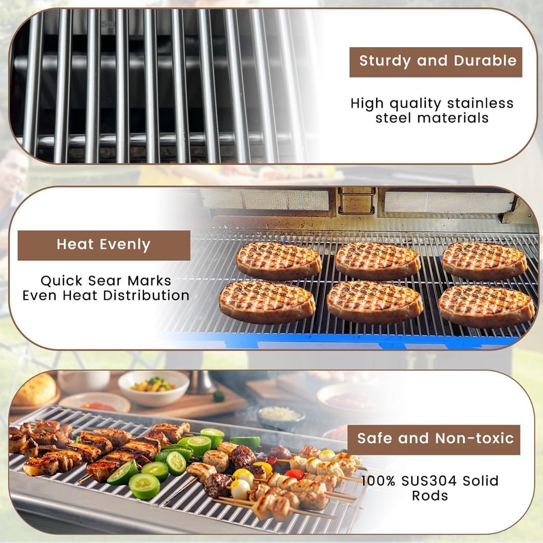 SF312C (3-Pack) 18 3/4" Stainless Steel Grates Replacement for BBQ Pro BQ05041-28, BQ51009 and Charbroil 463210310, 463210511, 463211511, 463211512, 463211513, 463211514