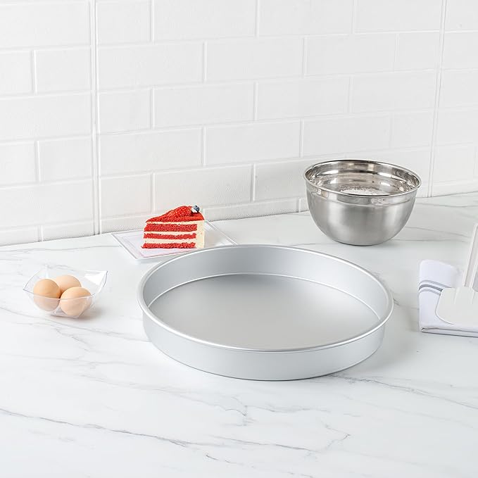 Restaurantware-Met Lux 14 x 2 Inch Straight-Sided Baking Tin, 1 Round Cake Pan - Oven-Ready, Freezable, Anodized Aluminum Round Baking Pan, Greaseproof, For Layer Birthday Cake
