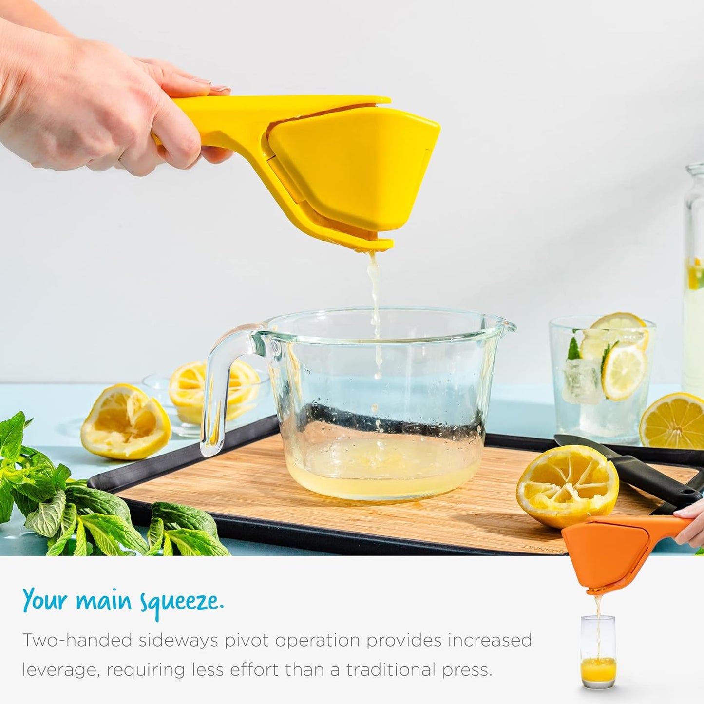 Dreamfarm Original Orange Fluicer Easy-Squeeze Fold-Flat Citrus Juicer - 11 Inch, Suits All Citrus