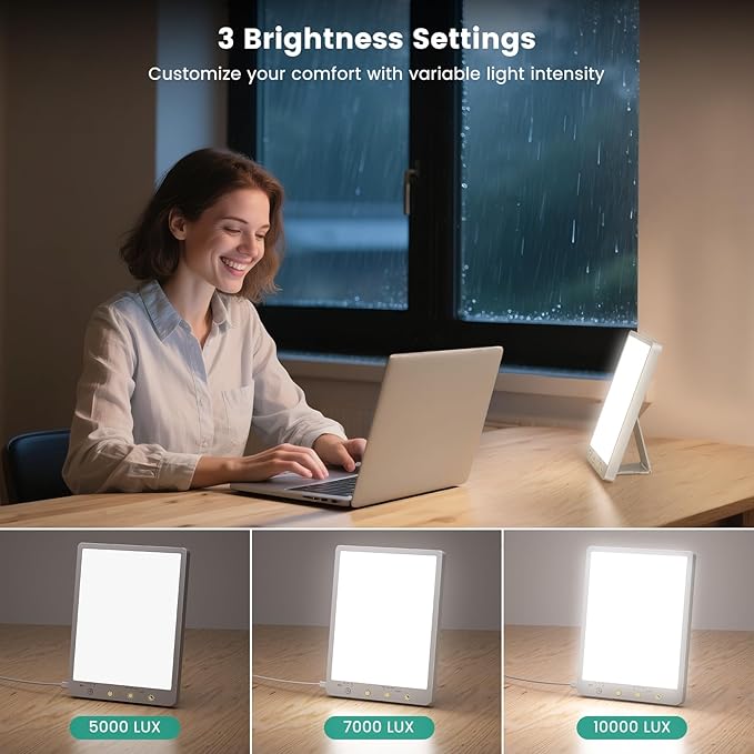 Light Therapy Lamp - 10000 Lux Therapy Light, 3 Color Temperature & Wall Mount with Memory Function, Touch Control Portable Daylight Therapy Lamp with Adjustable Brightness for Home & Office.