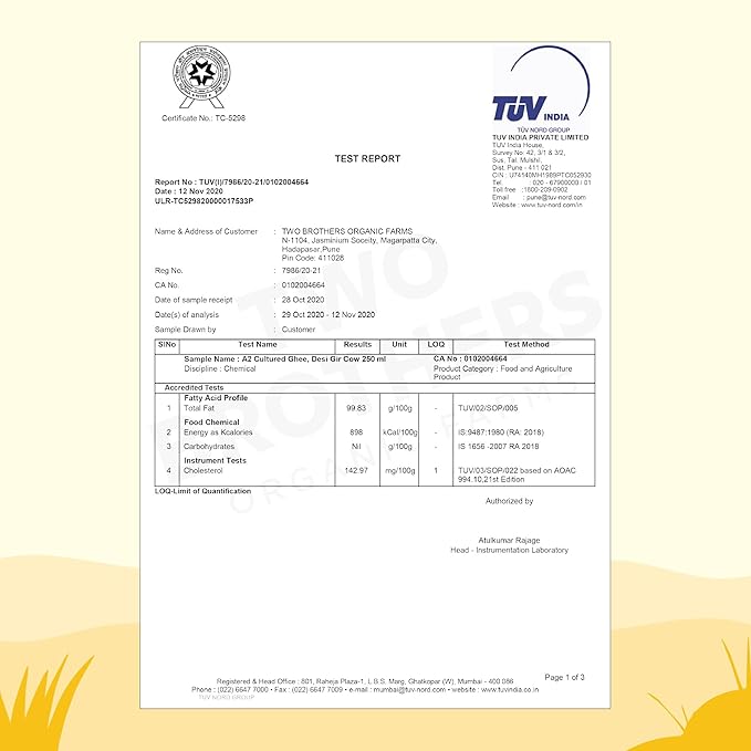 A2 Ghee Butter Organic Grass Fed from Gir Cow | Gut Friendly | Healthy Butter Alternative | Non-GMO, Lactose-Free, Keto Friendly – 16 Oz from Two Brothers Organic Farms