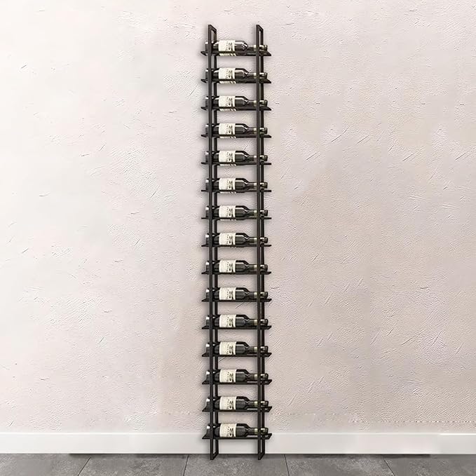 Large Wall Mount Wine Rack, 16 Tier 16 Bottle Wine Storage Organizer Display Holder, Modern Metal Wine Storage for Wine Cellars, Home Bars, Kitchens, and Dining Rooms