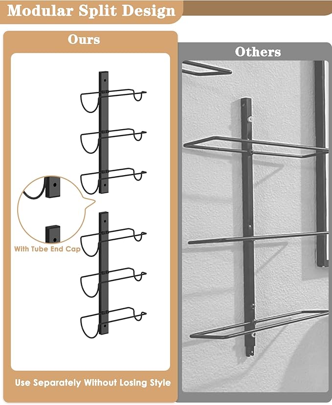 X-cosrack DIY 12 Bottles Wall Mounted Wine Rack, Detachable Wine Storage Organizer, Used Alone or A Set of 4, Wall Wine Display, for Kitchen, Dining Room, Bar, Wine Cellar