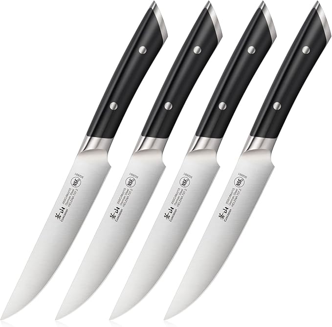 Cangshan HELENA Series German Steel Forged 4-Piece Fine-Edge Steak Knife Set (Black)