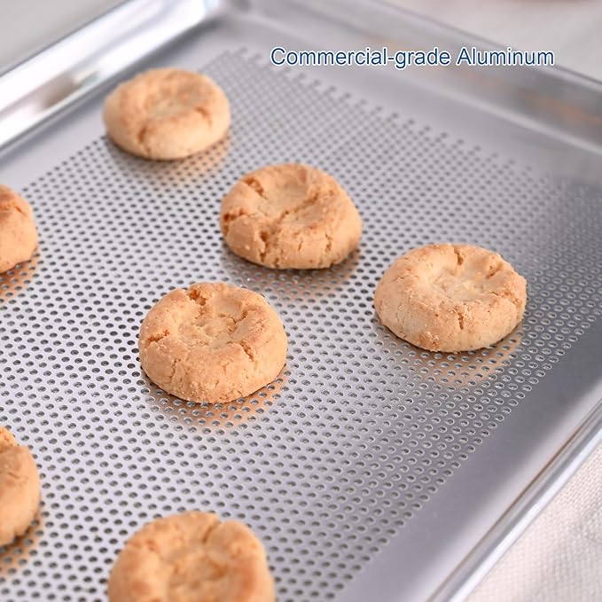 HARDURA Aluminum Perforated Baking Sheet Pan 18”L X 13”W X 1”H Cookie Sheet, 12Packs, For Oven in Bakery & Restaurant, Kitchen