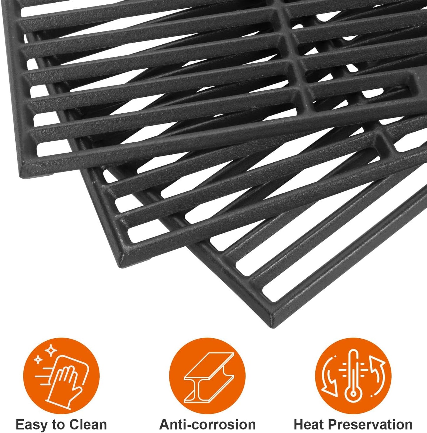 Cast Iron Grill Grates and Stainless Steel Grill Part Kit for Charbroil Performance 6 Burner Grills 463276517 463238218 463276617 463238218, Heat Plates, Burners, Adjustable Crossover Tube, Ignition