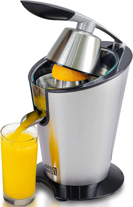 Electric citrus juicer with high juice yield | Orange juicer squeezer 200W + 2 cones I Exprimidor de limones electrico Small juicers machine mini for citrus lemon Esprimidoras naranjas jugo