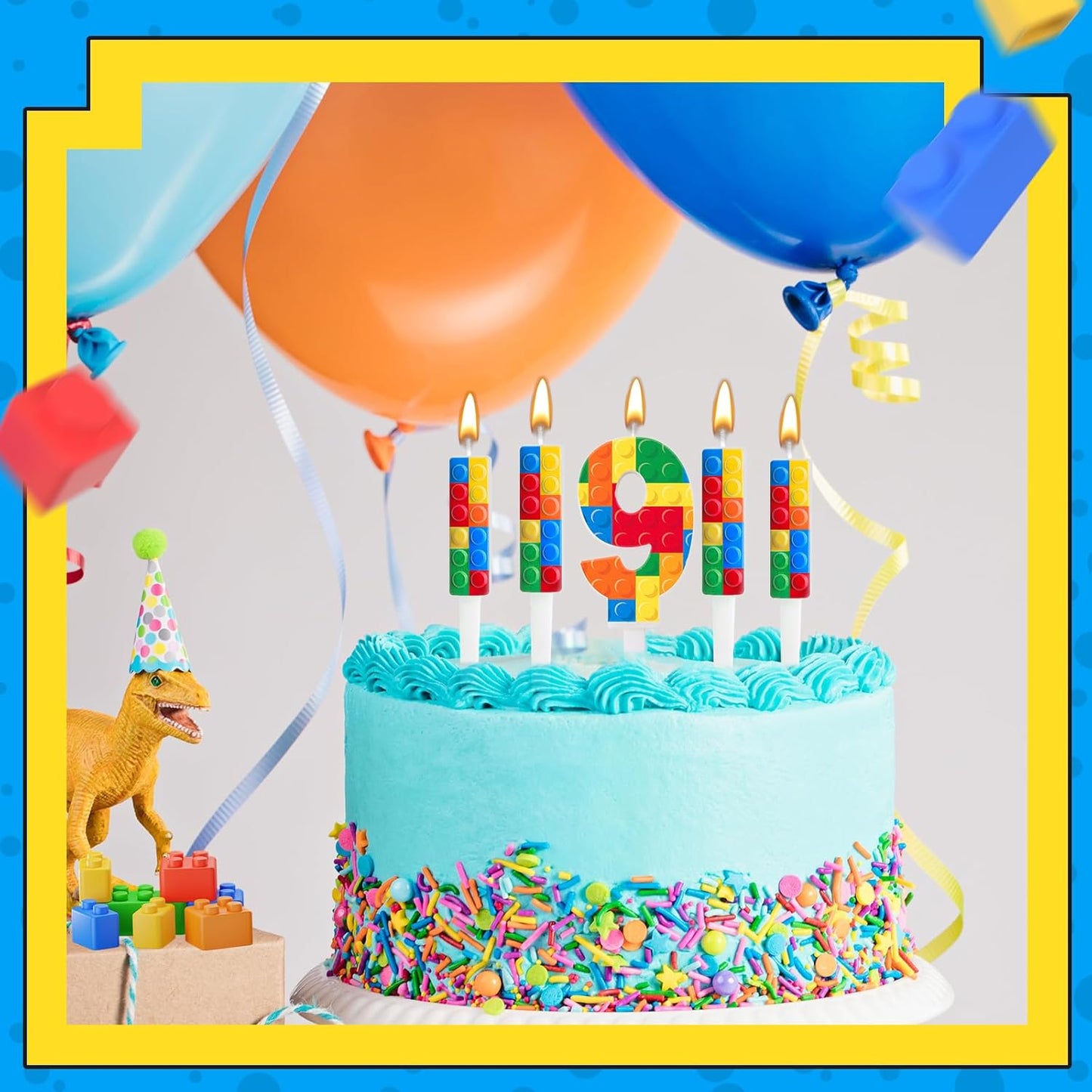 7 Pcs Building Block Themed Birthday Candles Set Building Blocks Number 8 Candle Cake Topper for Building Block Party Decoration Supplies (Number 8)