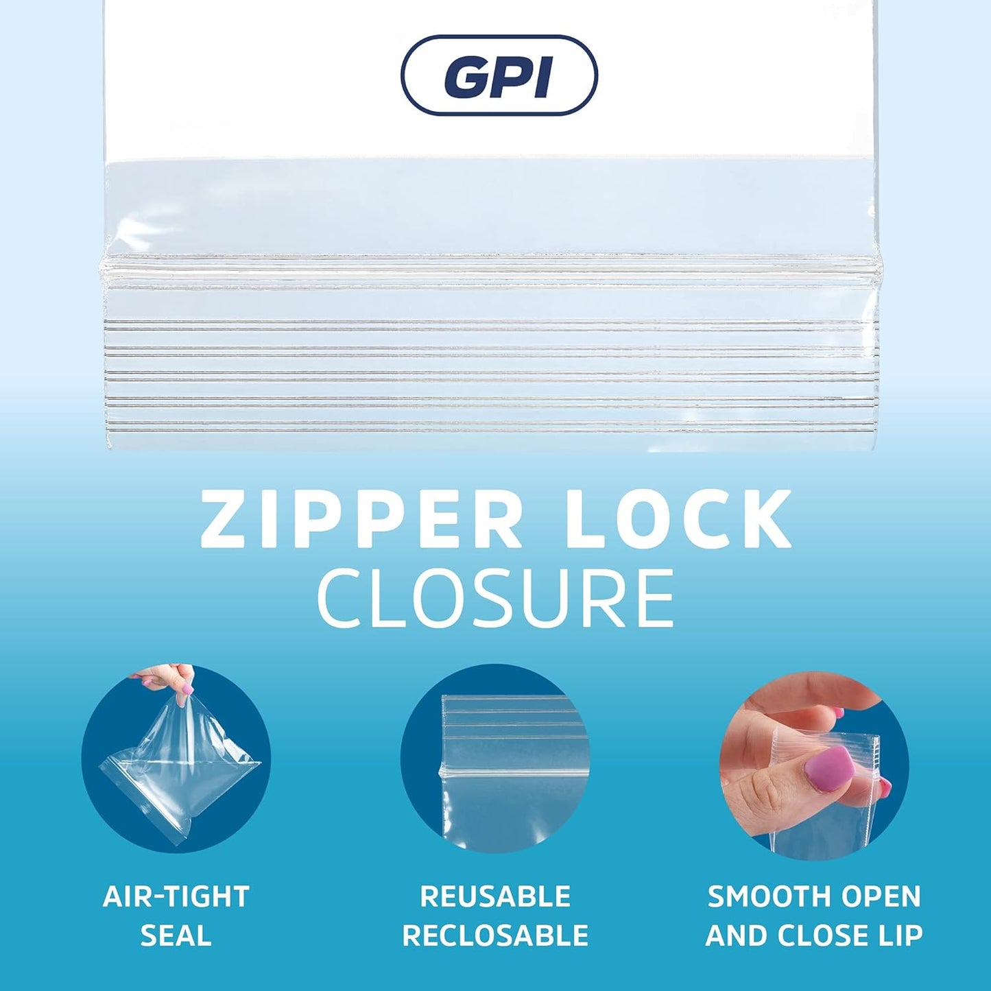 12" x 12" Large Zip Bags, 2 Mil Thick Clear Plastic Reclosable Zipper Lock Bags with Write-on White Block, with Resealable Zip Top Lock for Food Storage & Office Supplies, 200 Count