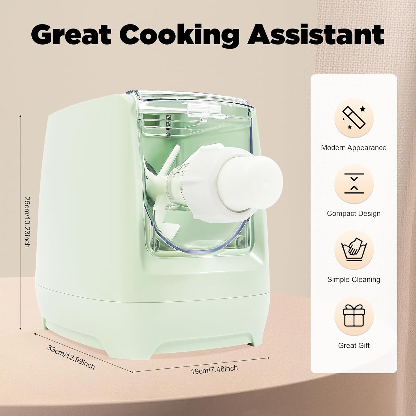 260w Automatic Pasta Machine, Electric Pasta Noodle Machine, 12 Noodle Shapes Pasta Machine With Measuring Cup,Capacity 0.6kg/ 1.32lbs,Can Make Long Noodles, Spaghetti, Macaroni. (Upgraded Version)
