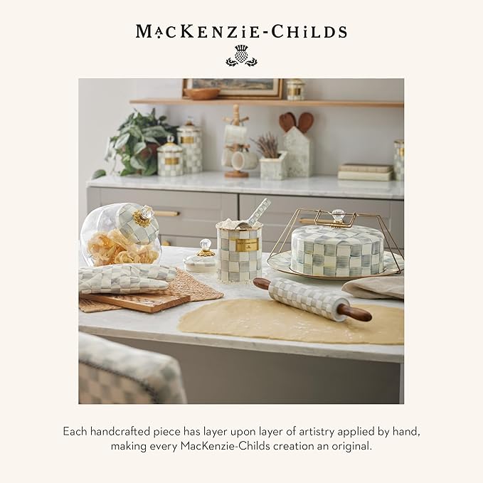 MACKENZIE-CHILDS Kitchen Spoon, Silicone Cooking Spoon, Gray-and-White Sterling Check