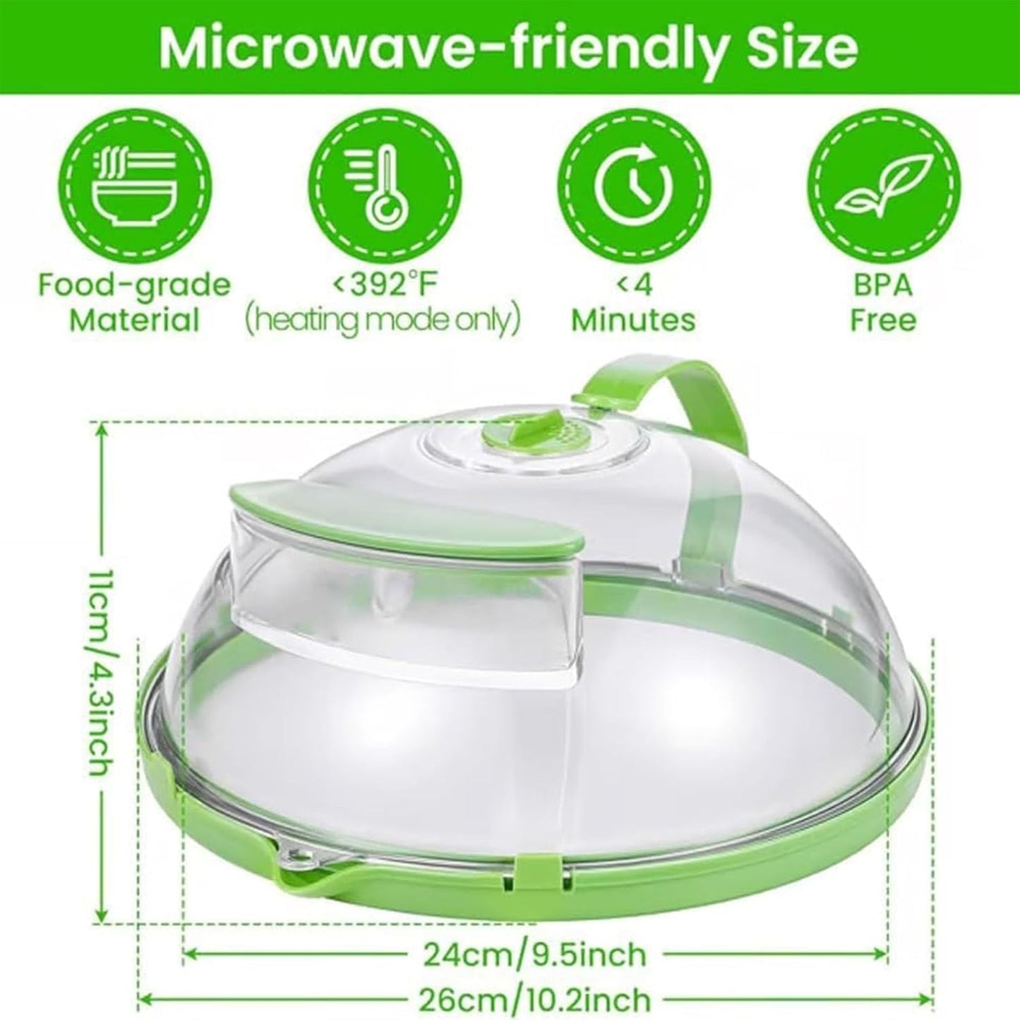 Steam And Reheat Microwave Cover, Microwave Splatter Cover, 2-In-1glass Microwave Cover For Food, Adjustable Steam Hole, Food Water Storage Box, Splash-Proof Design For Cooking (A)