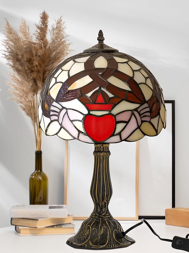 KY&BOSAM Tiffany Table Lamps Irish Gold Crown Celtic Style17500 Lumens Desk Lights Stained Glass Shade + UL E26 Lamp Holder+Zinc Base 12*12*19 Inch Living Room Bedroom St Patrick's Day Memory Decor