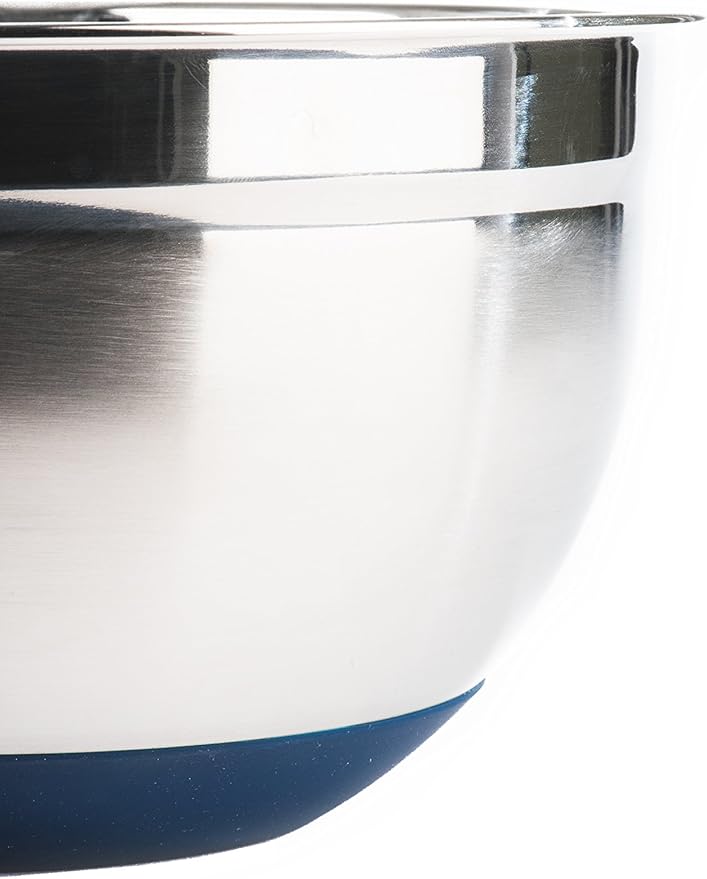 Stainless Steel Mixing Bowls with Lids and Non Slip Bases (Set of 3, Blue)