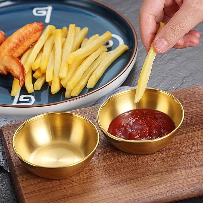 12 Pack 3.2 Inch Gold Stainless Steel Dipping Bowls – Small Bowls for Dips, Soy Sauce, Condiments, Appetizers, Facial Bowl for Esthetician Use