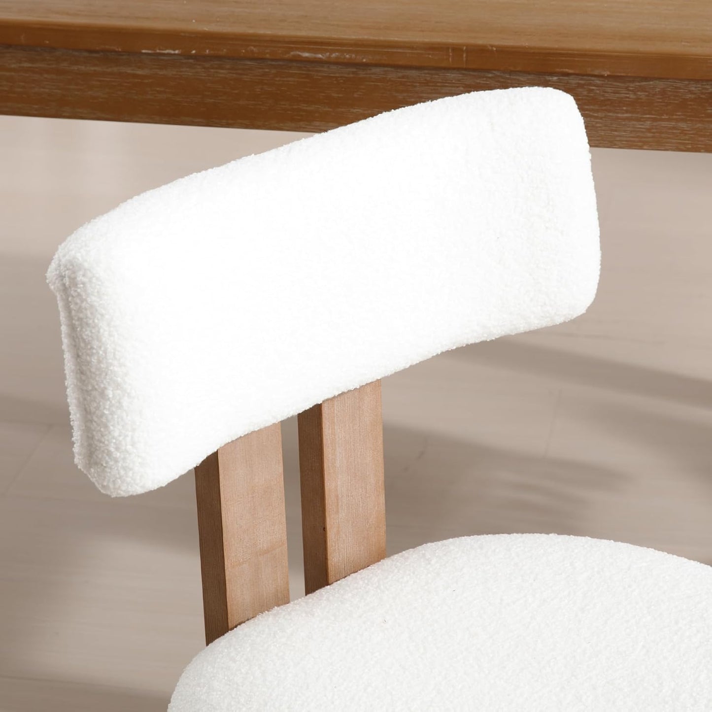 chairus Dining Chairs Set of 6 Faux Fur Diner Chairs Wood Chairs for Kitchen and Dining Room, White