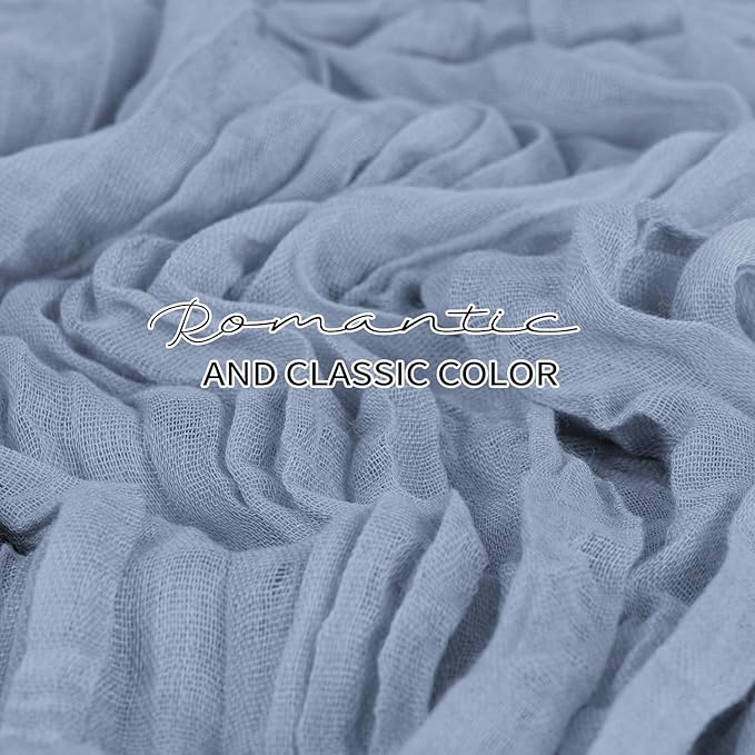 12 Pack Cheesecloth Table Runner 20 x 120 inch Cheese Cloth Table Runner Bulk,Romantic Boho Sheer Gauze Fabric Table Runners for Wedding Reception,Party,Bridal Shower Table Decor(Dusty Blue)