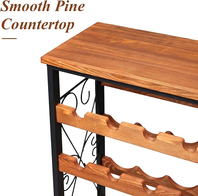 Sonyabecca 48 Bottles Wine Rack Freestanding Floor with Wood Top, 8 Tier Wine Bottle Holder, Wine Storage for Kitchen Pantry, Tall Wine Bar Stand Shelf Display 25.2''L X 10.7''W X 47.2''H
