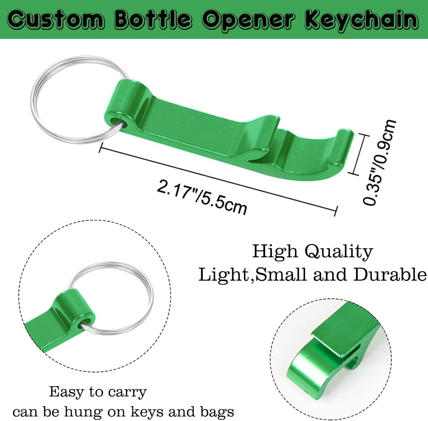 100PCS Personalized Bottle Opener Keychain Bulk Custom Beer Bottle Opener with Logo Text Engraved Wedding Bottle Opener Favors Customized Gifts for Guests Baby Shower Birthday Party-Blue