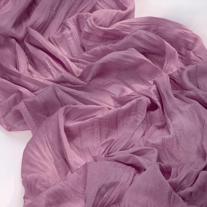 MLMC Purple Table Runner 10ft Rustic Gauze Cheesecloth Table Runner 35x120 Inches Sheer Cheese Cloth Centerpiece for Quinceanera Bridal Baby Shower Boho Wedding Home Decor