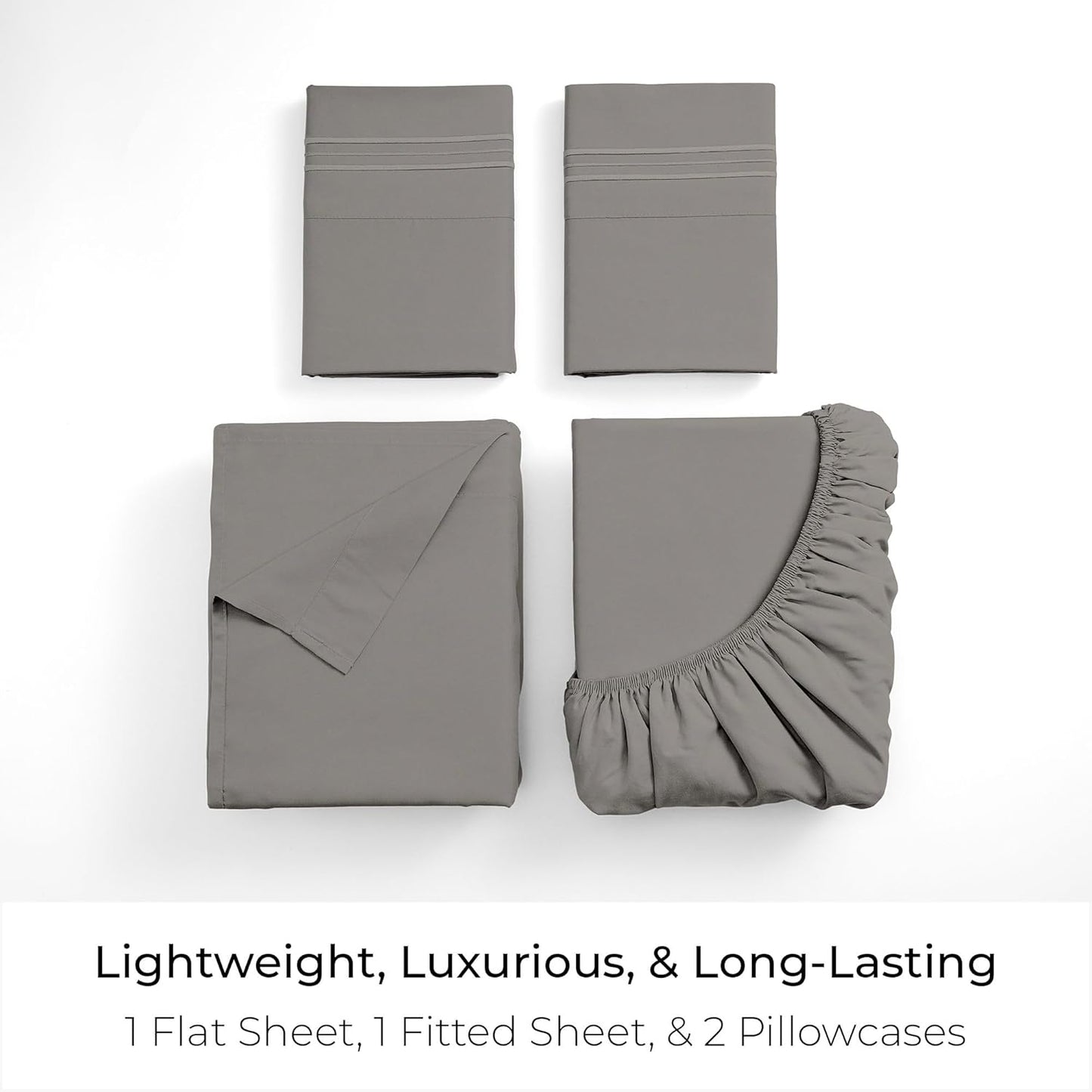 Mellanni California King Sheets Set - 4 PC Iconic Collection Bedding - Hotel Luxury, Extra Soft, Cooling Bed Sheets - Wrinkle, Fade, Stain Resistant (Cal King, Taupe)