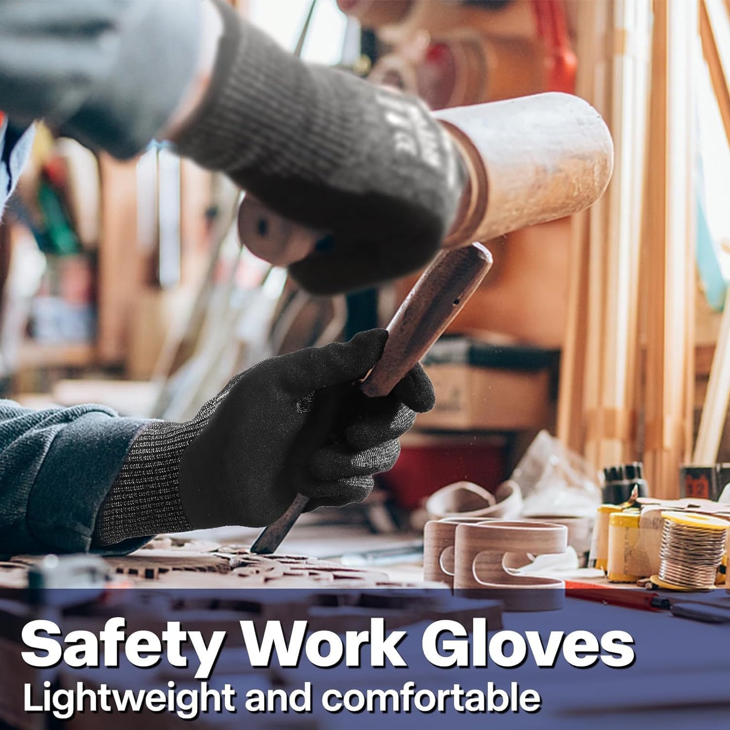 Schwer ProGuard Highest Level Cut Resistant Work Gloves PR3326 for Extreme Protection，ANSI A9 Cut Gloves with Reinforced Thumb, Non Slip, Breathable, Durable, Touch-screen, Non PFAS, Black 1 Pair（M）