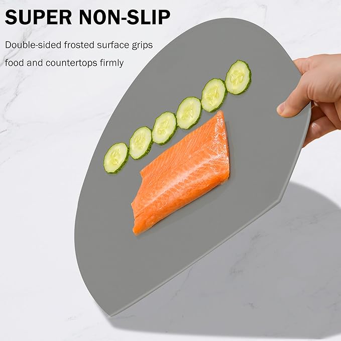 Fotouzy Silicone Cutting Boards for Kitchen Set of 3, Scratch-Free Flexible Cutting Board, Thick Rubber Cutting Board Mat, Nonslip TPU Cutting Mats, BPA Free, Dishwasher Safe, Multi Sizes