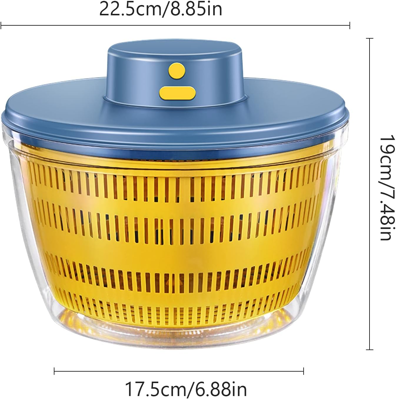 Electric Salad Spinner, 4L Lettuce Spinner Large Capacity USB Chargeble Fruit Vegetable Washer Dryer for Home Kitchen (Blue)