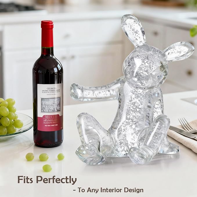 Rabbit Shaped Wine Holder Wine Rack Shelf Resin Sculpture Practical Home Decoration Crafts (Silver)