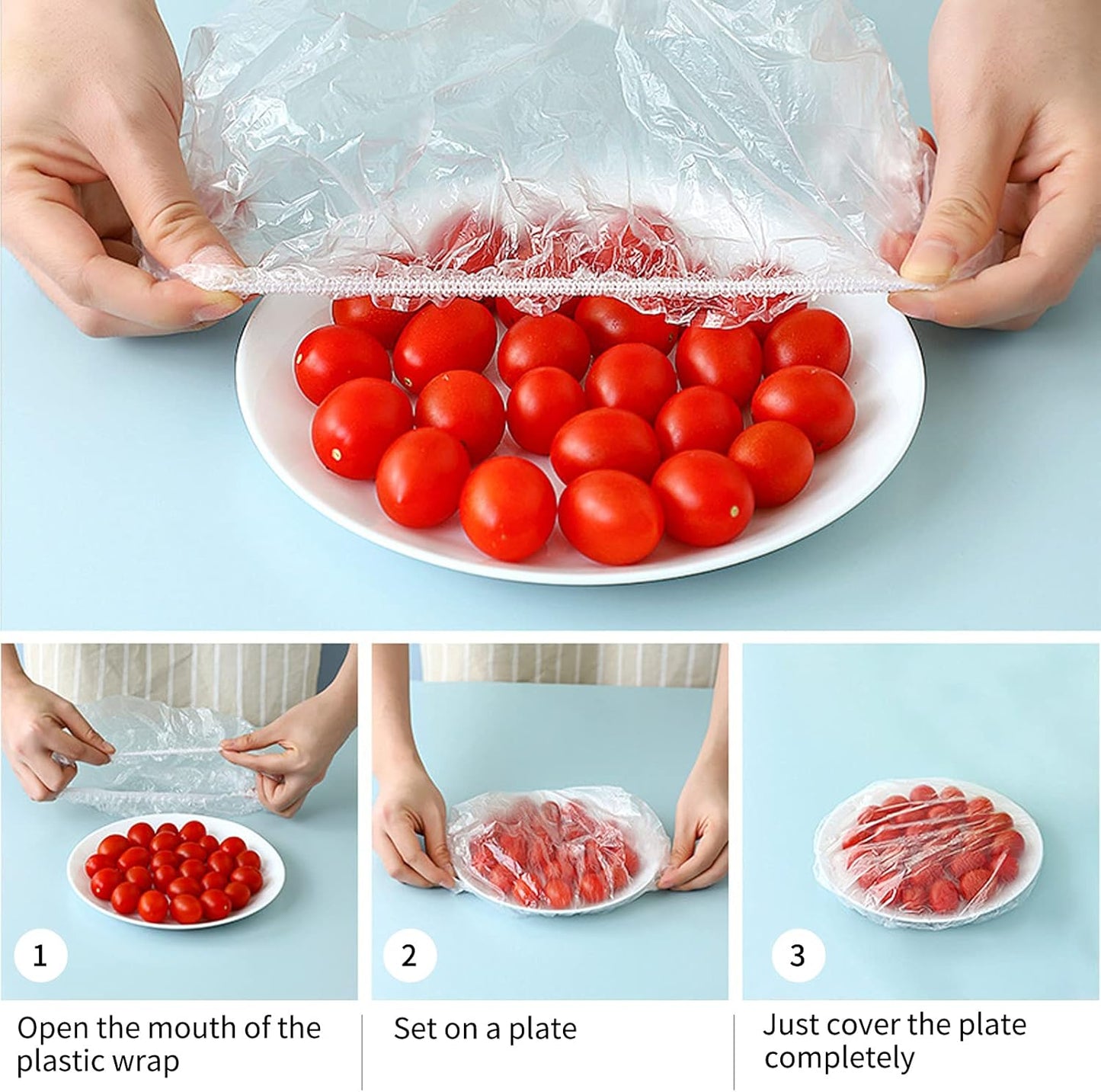 Homelove 150pcs Plastic Bowl Covers Food Cover Dish Covers, Reusable Elastic Stretch Fresh Keeping Bags, Kitchen Dining Plate Bread Proofing Food Storage Covers, Universal Kitchen Plastic Wrap
