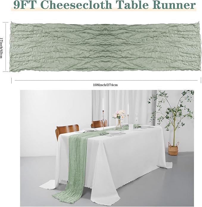 6 Pack Cheesecloth Table Runner 9ft,17 x 108 inch Gauze Table Runner Rustic Romantic Wedding Runner for Wedding Bridal Shower Fall Decoration,Dusty Pink