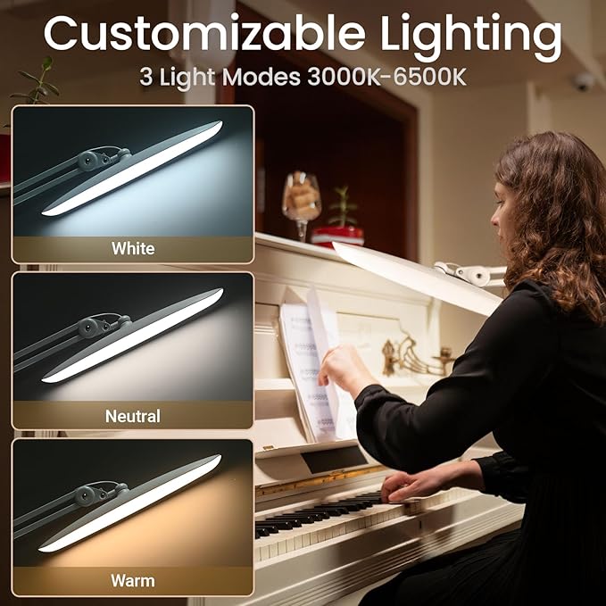 1600 Lumens LED Desk Lamp 24W Super Bright Architect Task Lamp 20 Inches 3 Light Modes Stepless Dimming Eye-Caring Computer Light Adjustable Desk Light for Nails, Home, Office, Crafts & Hobbies
