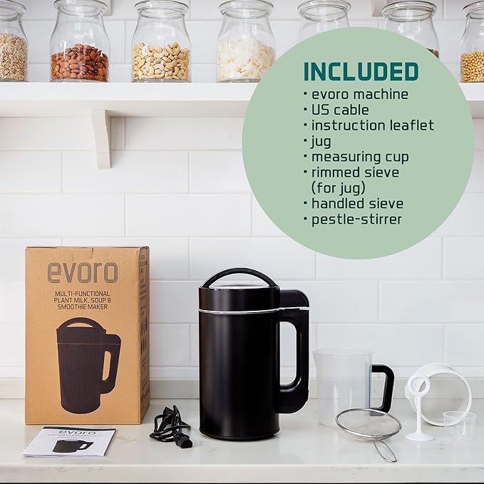 Nut Milk Maker Machine • 40oz • Make Delicious and Healthy Plant Milks In Minutes With Press Of A Button • Oat, Almond, Soy, Coconut, Cashew, Macadamia, Hemp and more • 6-in-1 Multi-Functional (also