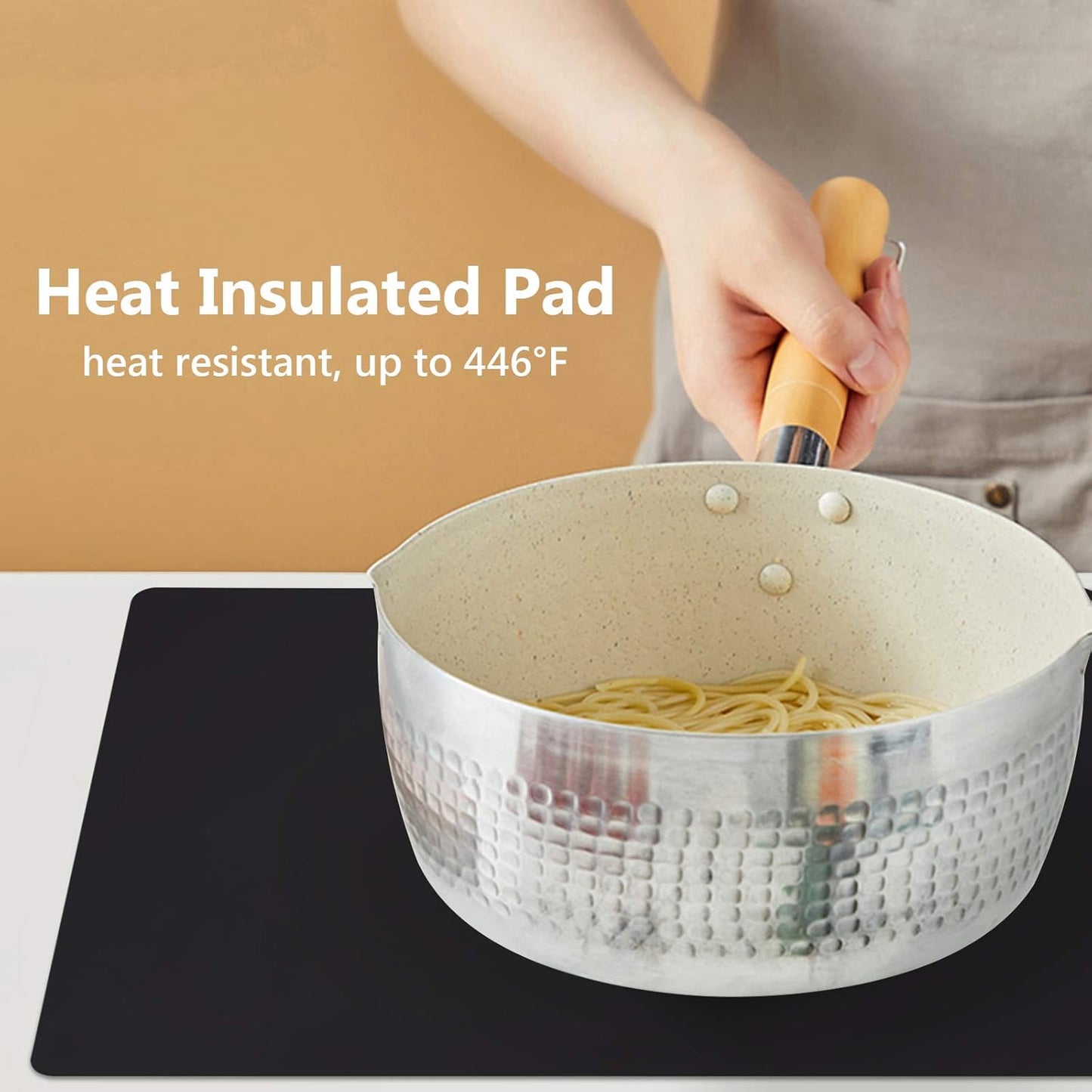 Gartful Silicone Mats for Kitchen Counter, Large Silicone Countertop Protector 25" by 17", Nonskid Heat Resistant Desk Saver Pad, Multipurpose Mat, Placemat, Black, 2PCS