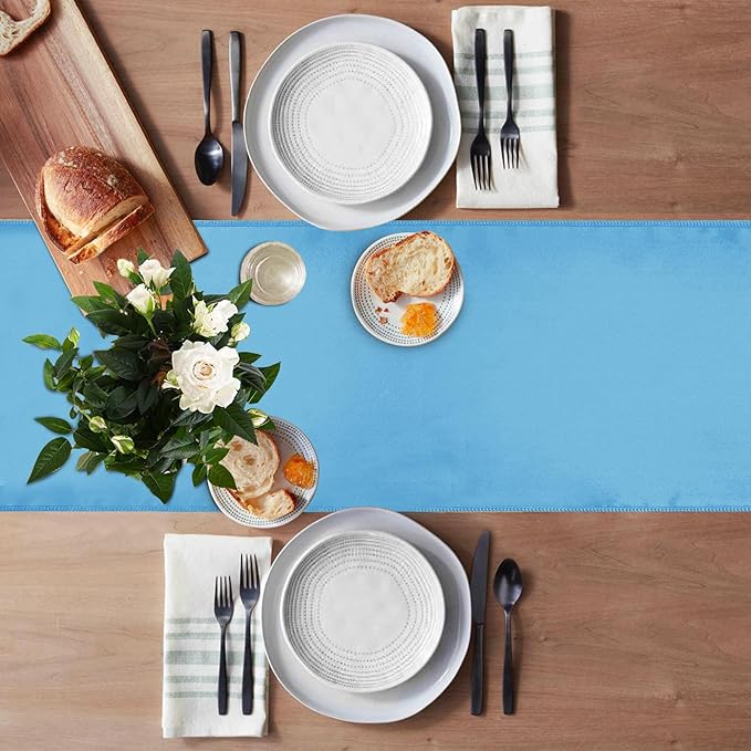 10 Pack Table Runner 12 X 108 Inch Silk Table Runner for Party,Wedding, Birthday, Banquets,Decoration(Blue)