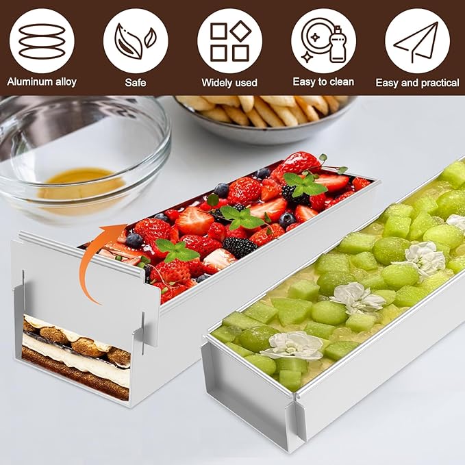 Rectangle Cake Mold, Aluminum Alloy Tiramisu Pan Cake Baking Tray, with Removable Frame Tiramisu Molds for Tiramisu Cheesecake Mousse