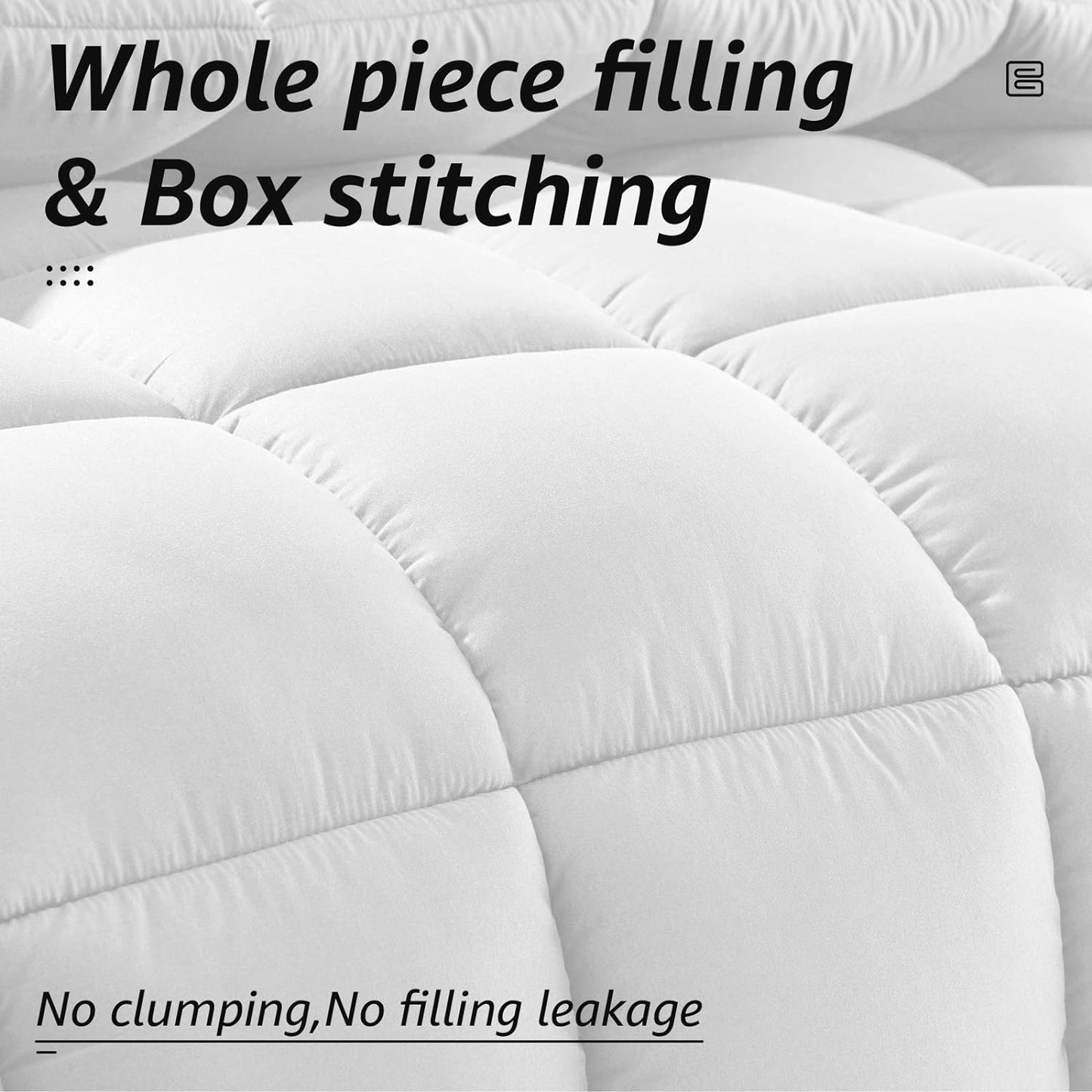 HYLEORY All Season California King Size Bed Comforter - Cooling Goose Down Alternative Quilted Duvet Insert with Corner Tabs - Winter Warm - Machine Washable - White