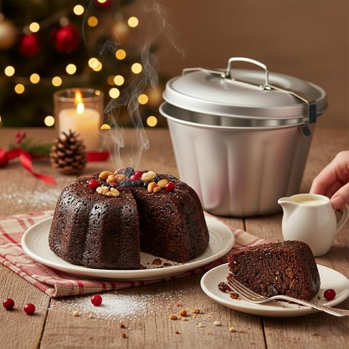 Mrs. Anderson's Baking Non-Stick Steamed Pudding Mold with Lid, 1.6-Liters