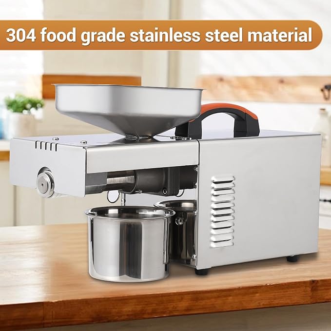 900W Electric Oil Press Machine, Automatic Cold & Hot Oil Extractor with 304 Stainless Steel, Home Oil Maker for Peanut, Sesame, Walnut, Almond, Pumpkin Seed, Rapeseed