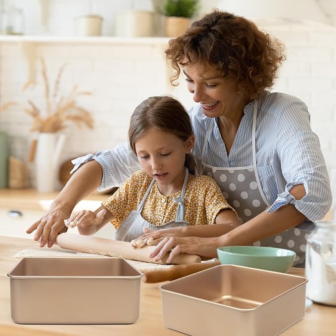 Baking Pan, 2 Pack Brownie Pan Square Baking Pan Square Cake Pans For Brownies, Bread, And Bakingkes, 9 X 9 Inches