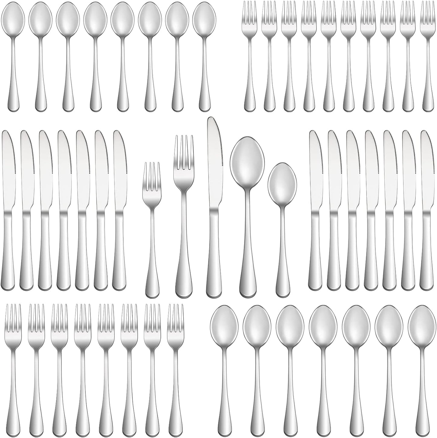 60 Piece Silverware Set Service for 12,Premium Stainless Steel Flatware Set,Mirror Polished Cutlery Utensil Sets,Durable Home Kitchen Eating Tableware Sets,Include Fork Knife Spoon,Dishwasher Safe