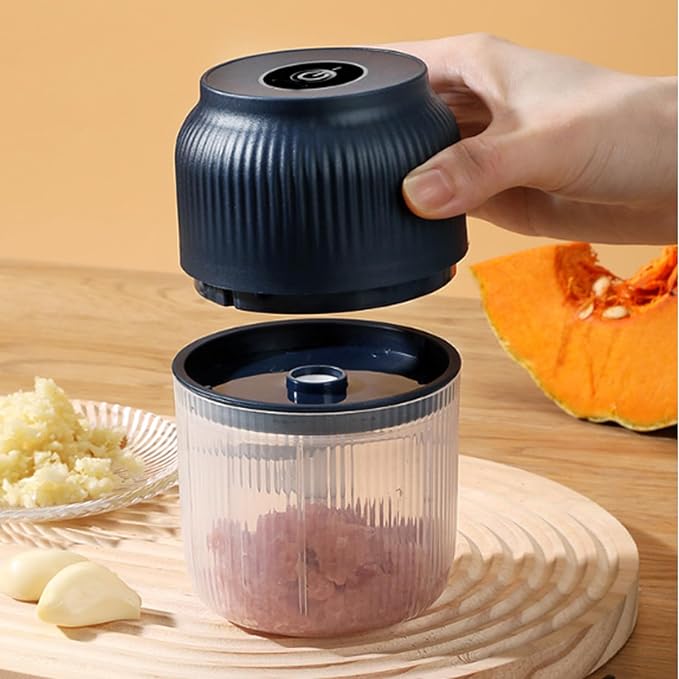 Electric Garlic Chopper Mini Portable, Mini Electric Chopper Food Choppers, Cordless One-Touch Portable Veggie Choppers, 2/3/4/6 Blades Cordless Food Processor for Fruits Vegetables (A-White)