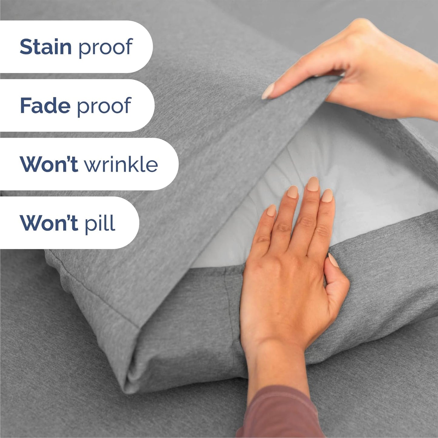Queen Size 4 Piece Sheet Set - Comfy Breathable & Cooling Bed Sheets Set - Hotel Luxury Bedding for Women, Men, Kids, Teens, Boys & Girls - Deep Pockets, Soft & Wrinkle Free - Grey (Heathered Sheets)