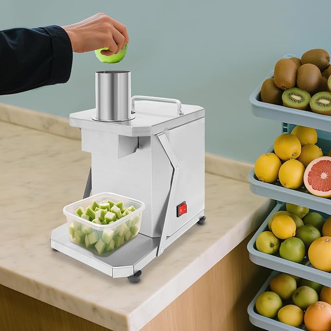 Automatic Dicing Machine, 100W Electric Vegetable Dicer Slicer, Automatic Veggie Fruit Cutting Dicing Machine with 3 Dicing Grid Knives for Milk Tea Shops Restaurants Hotels