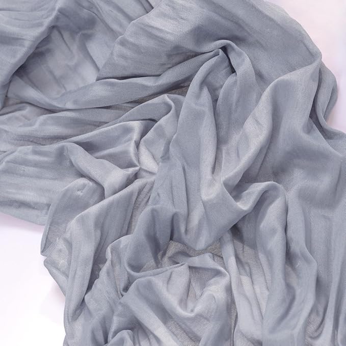 MLMC Grey Table Runner Cheesecloth Table Runner 10ft Sheer Rustic Gauze Cheese Cloth Centerpiece Decor 35x120 Inches for Wedding Party Bridal Shower Birthday Winter Decor