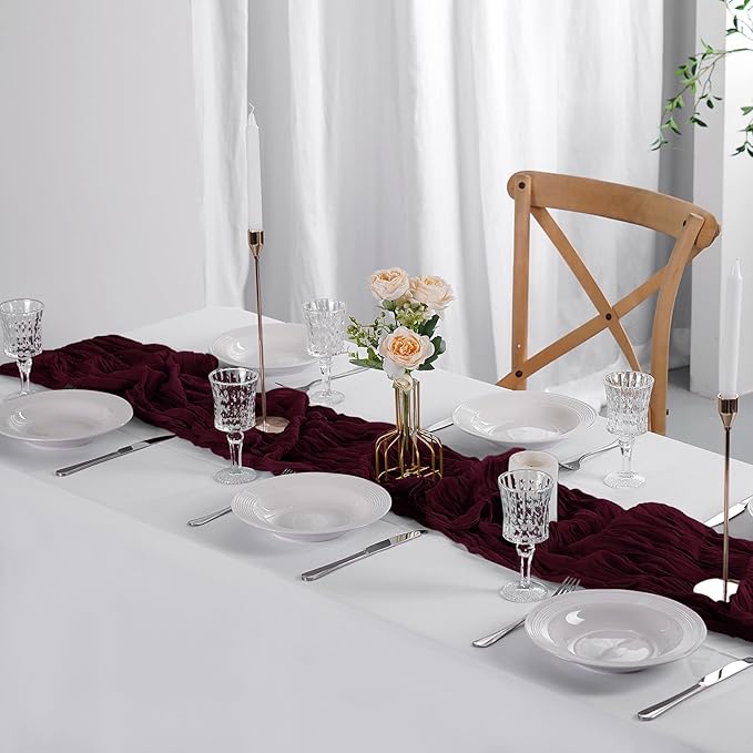 12 Pack Cheesecloth Table Runner 9ft,17 x 108 inch Gauze Table Runner Rustic Romantic Wedding Runner for Wedding Bridal Shower Fall Decoration,Emerald Green