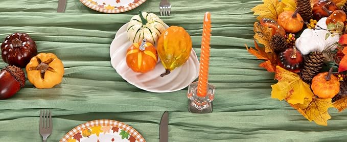 Sage Green Cheesecloth Table Runner 12 Pack Christmas Table Runners Boho Gauze 120 Inches Sage Cheese Cloth Table Decor for Xmas Holiday Season Parties Wedding Bridal Baby Shower Tea Party