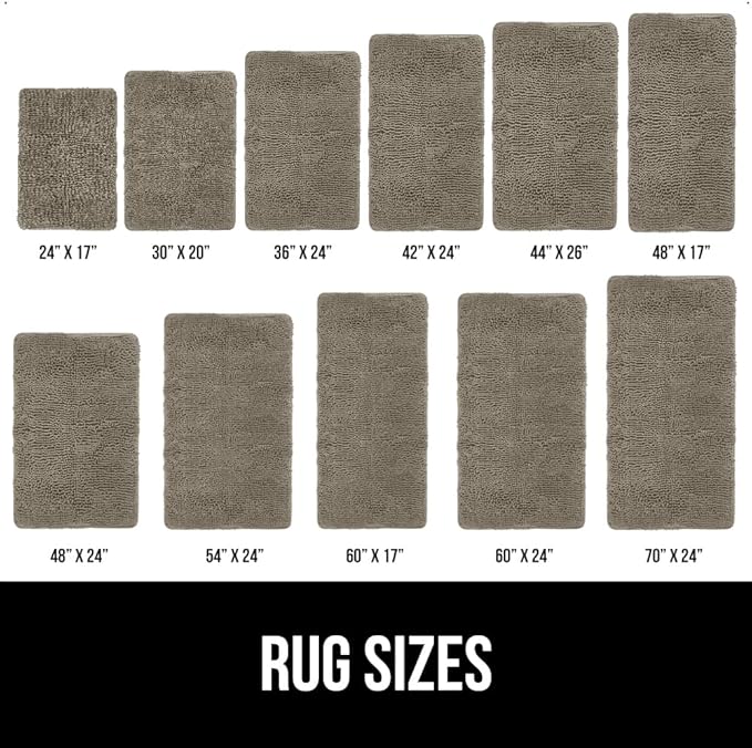 GORILLA GRIP Bath Rug Mat, Thick Soft Absorbent Chenille, Quick Dry Microfiber Mats, Rubber Backing Washable Shower Floor Rugs, US Designed Bathroom Bathmat Home Decor Accessories, 24x17, Latte